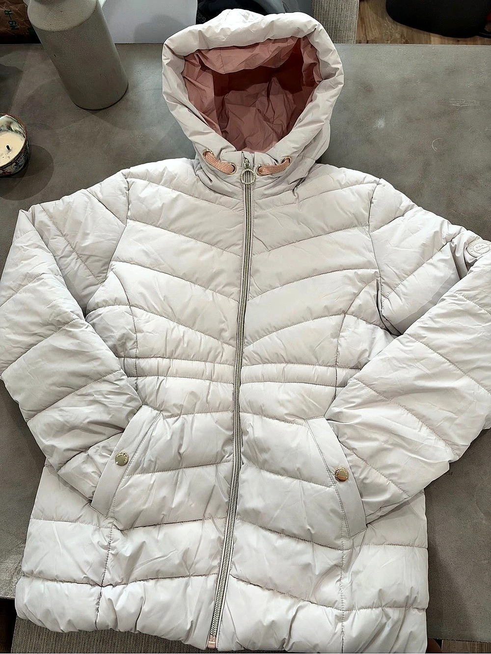 Rokka&Rolla Girls' Jacket Girls' Puffer Jacket White & Pink NWT
